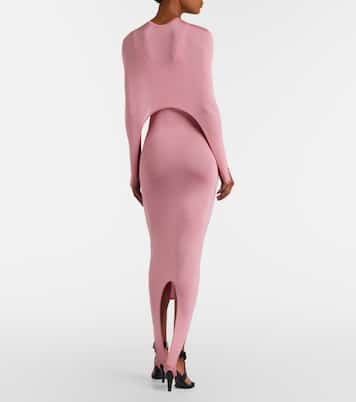 Asymmetric caped silk-blend midi dress | Alaïa