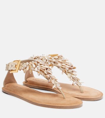 Sandalias de dedo de ante adornadas | Balmain