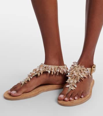 Sandalias de dedo de ante adornadas | Balmain
