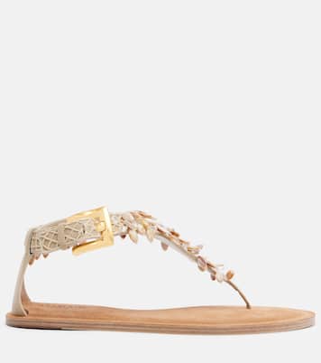Sandalias de dedo de ante adornadas | Balmain