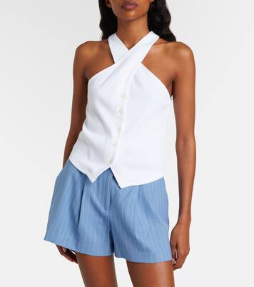 Thea挂脖棉质混纺上衣 | Veronica Beard