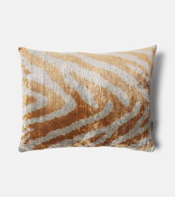 Striped silk and cotton velvet cushion | Les-Ottomans