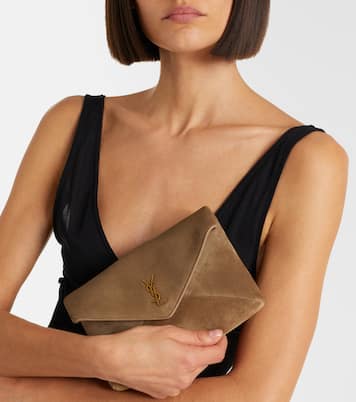 Cassandre Small suede clutch | Saint Laurent