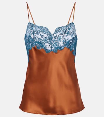 Top aus Seidensatin mit Spitze | Saint Laurent