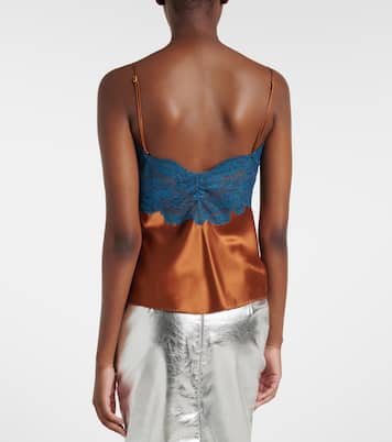 Top aus Seidensatin mit Spitze | Saint Laurent