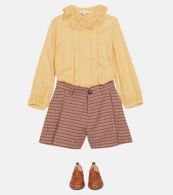 Houndstooth wool-blend shorts | Chloé Kids