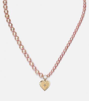 Halskette aus Perlen mit 14kt Gelbgold (585/1000) und Diamant | Sydney Evan