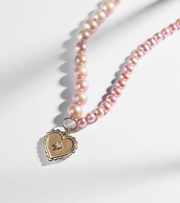 Halskette aus Perlen mit 14kt Gelbgold (585/1000) und Diamant | Sydney Evan