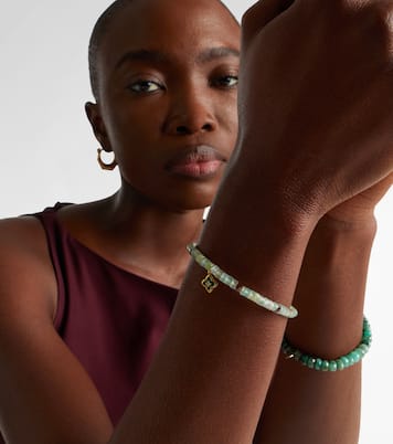 14kt gold Moroccan charm beaded bracelet with diamond | Sydney Evan