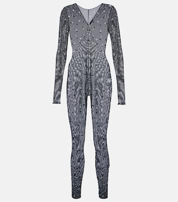 Gem embellished mesh jumpsuit | Oséree