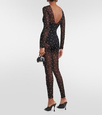 Gem embellished mesh jumpsuit | Oséree