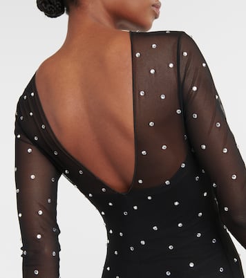 Gem embellished mesh jumpsuit | Oséree