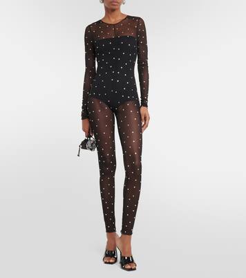 Gem embellished mesh jumpsuit | Oséree