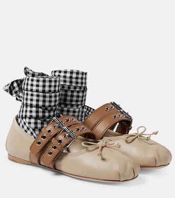 Ballerines en cuir à logo | Miu Miu