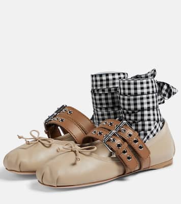 Ballerines en cuir à logo | Miu Miu