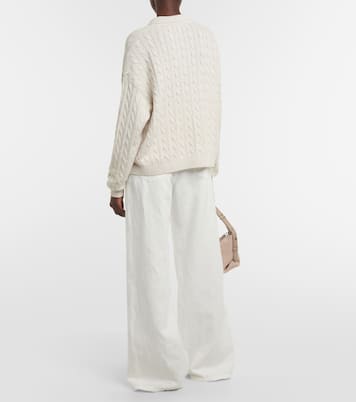 Cable-knit cotton-blend polo sweater | Brunello Cucinelli