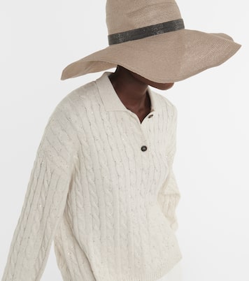 Cable-knit cotton-blend polo sweater | Brunello Cucinelli