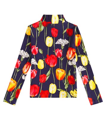 Floral cotton-blend turtleneck top | Dolce&Gabbana Kids