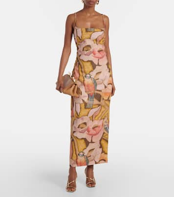 Robe longue Talulah à fleurs en lin | SIR