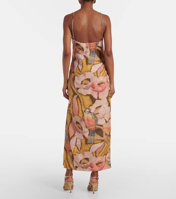 Robe longue Talulah à fleurs en lin | SIR