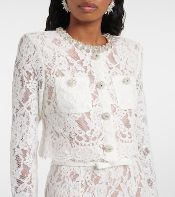 Midikleid aus Spitze mit Kristallen | Self-Portrait