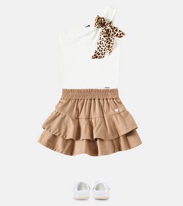 Top in misto cotone con volant | Monnalisa