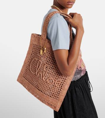 Summer Banana raffia-effect tote bag | Chloé