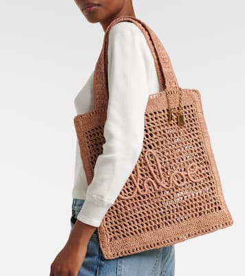 Summer Banana raffia-effect tote bag | Chloé