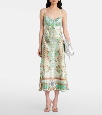Gathered silk midi dress | Camilla