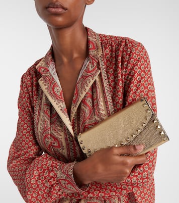 Rockstud metallic leather wallet on chain | Valentino Garavani