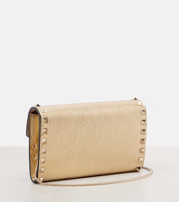 Rockstud metallic leather wallet on chain | Valentino Garavani