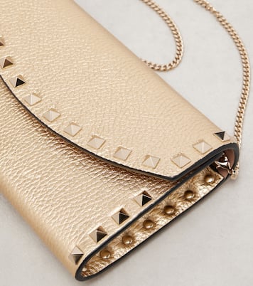 Rockstud metallic leather wallet on chain | Valentino Garavani