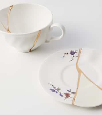 Kintsugi gold-plated porcelain teacup and saucer set by Marcantonio Raimondi Malerba | Seletti