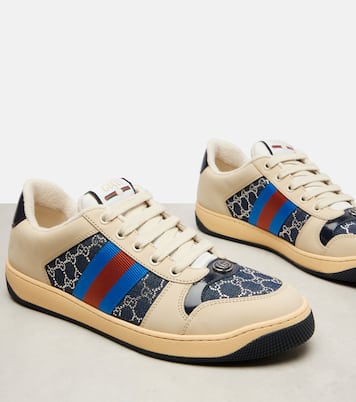Sneakers Screener GG in denim con pelle | Gucci