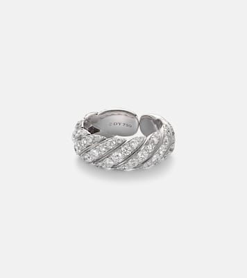 Ring Sculpted Cable aus 18kt Weißgold mit Diamanten | David Yurman