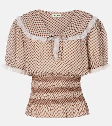 Top Britt à carreaux et dentelle | Rixo