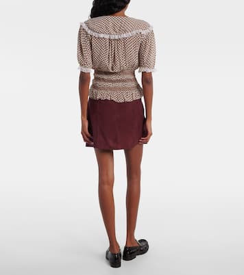 Top Britt à carreaux et dentelle | Rixo