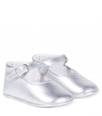 Baby metallic leather Mary Jane flats | La Coqueta