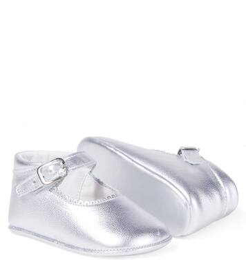 Baby metallic leather Mary Jane flats | La Coqueta