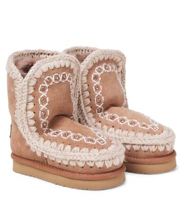 Embroidered shearling-lined suede boots | Mou Kids