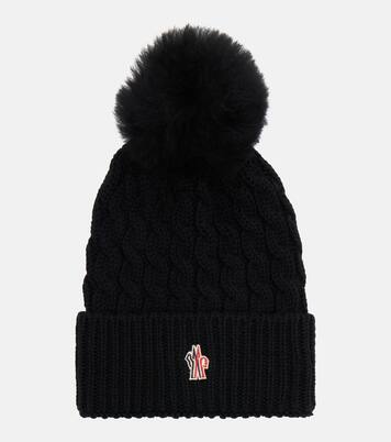 Logo shearling-trimmed virgin wool beanie | Moncler