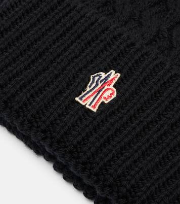 Logo shearling-trimmed virgin wool beanie | Moncler