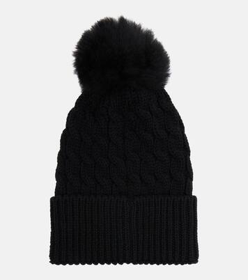 Logo shearling-trimmed virgin wool beanie | Moncler