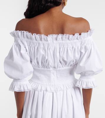 Off-shoulder cotton-blend poplin crop top | Dolce&Gabbana