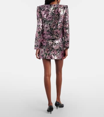 Mini-jupe à sequins et fleurs | Self-Portrait