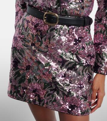 Mini-jupe à sequins et fleurs | Self-Portrait