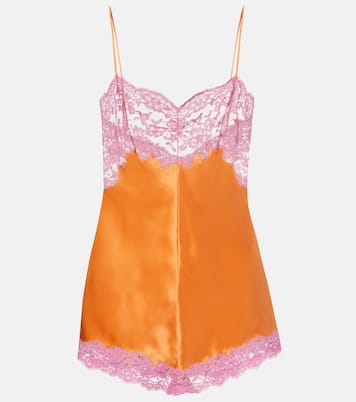 Lace-trimmed silk satin bodysuit | Saint Laurent