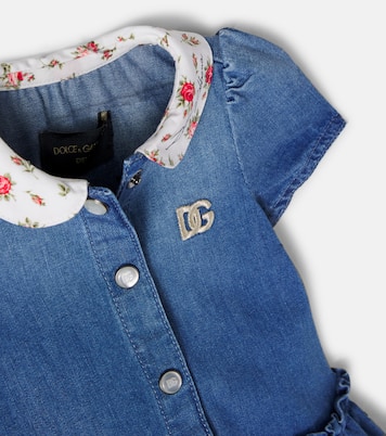 Bébé – Ensemble robe et culotte bloomer DG en jean | Dolce&Gabbana Kids