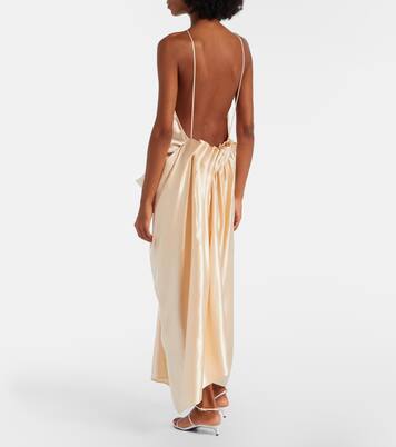 Draped gathered satin maxi dress | Khaite