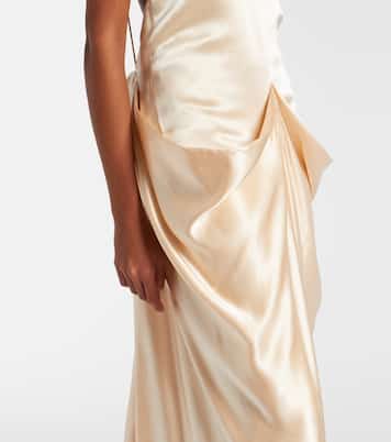 Draped gathered satin maxi dress | Khaite